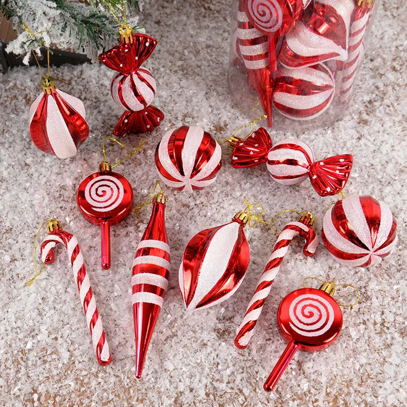 14pcs Christmas Ball Ornaments Set-Candy Cane