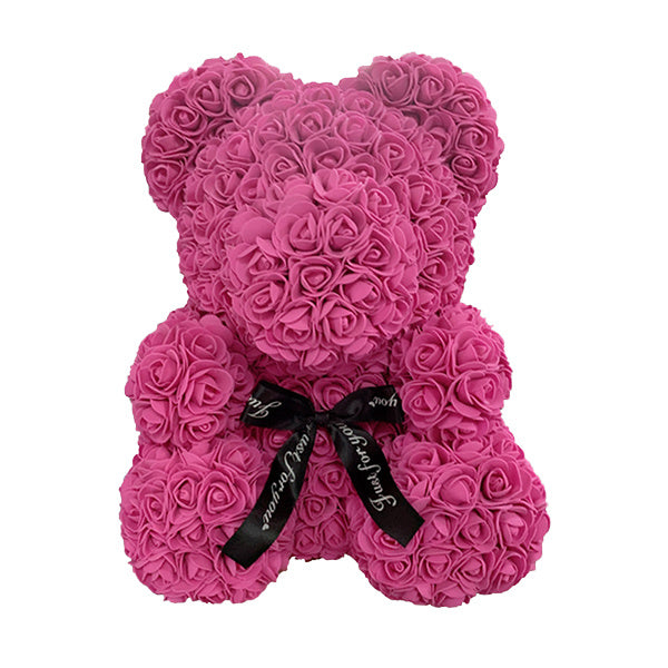 Rose Bear – Handmade Teddy Bear with Transparent Gift Box