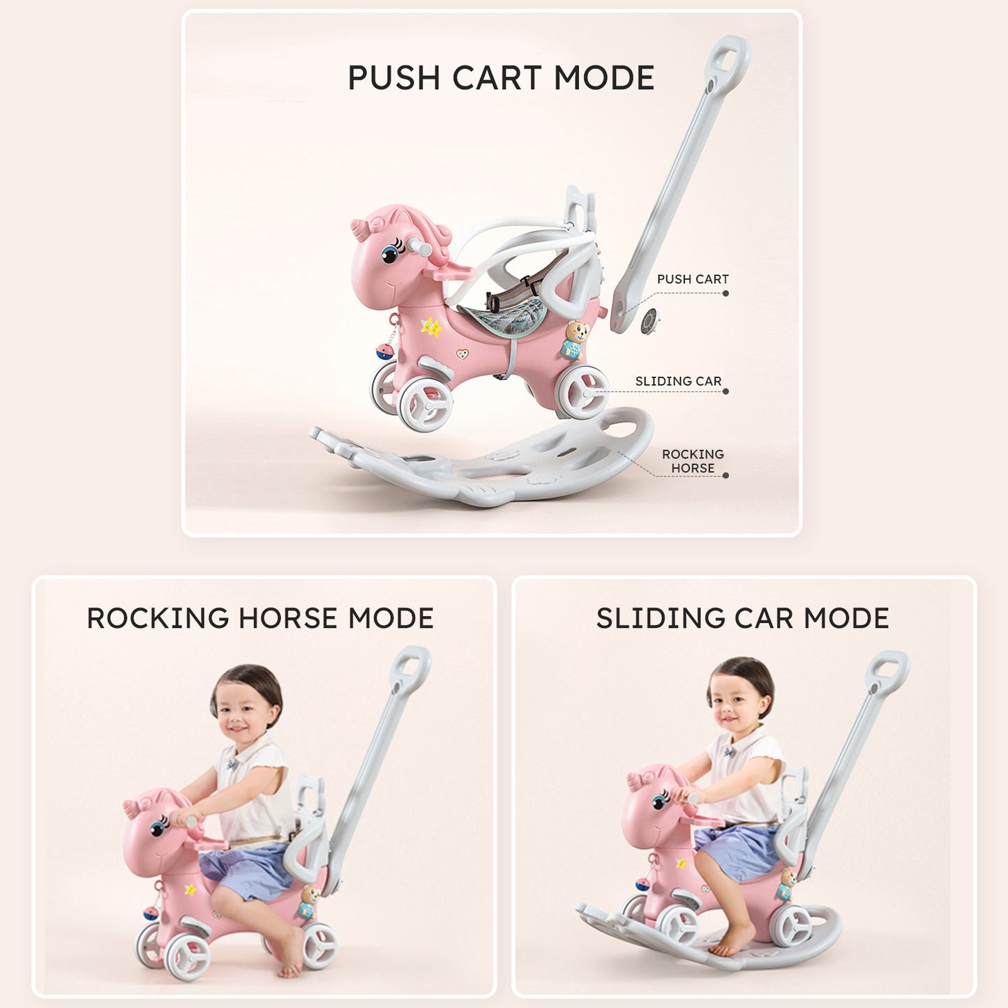 Rocking Horse for Toddlers-Pink