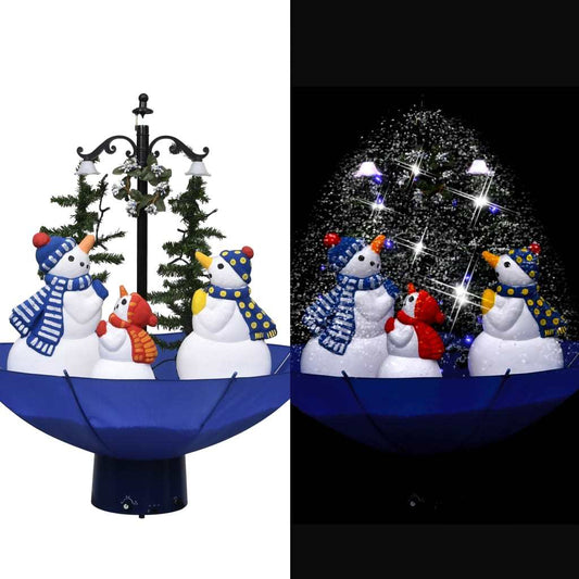 Snowing Christmas Tree with Umbrella Base - 2 ft Blue