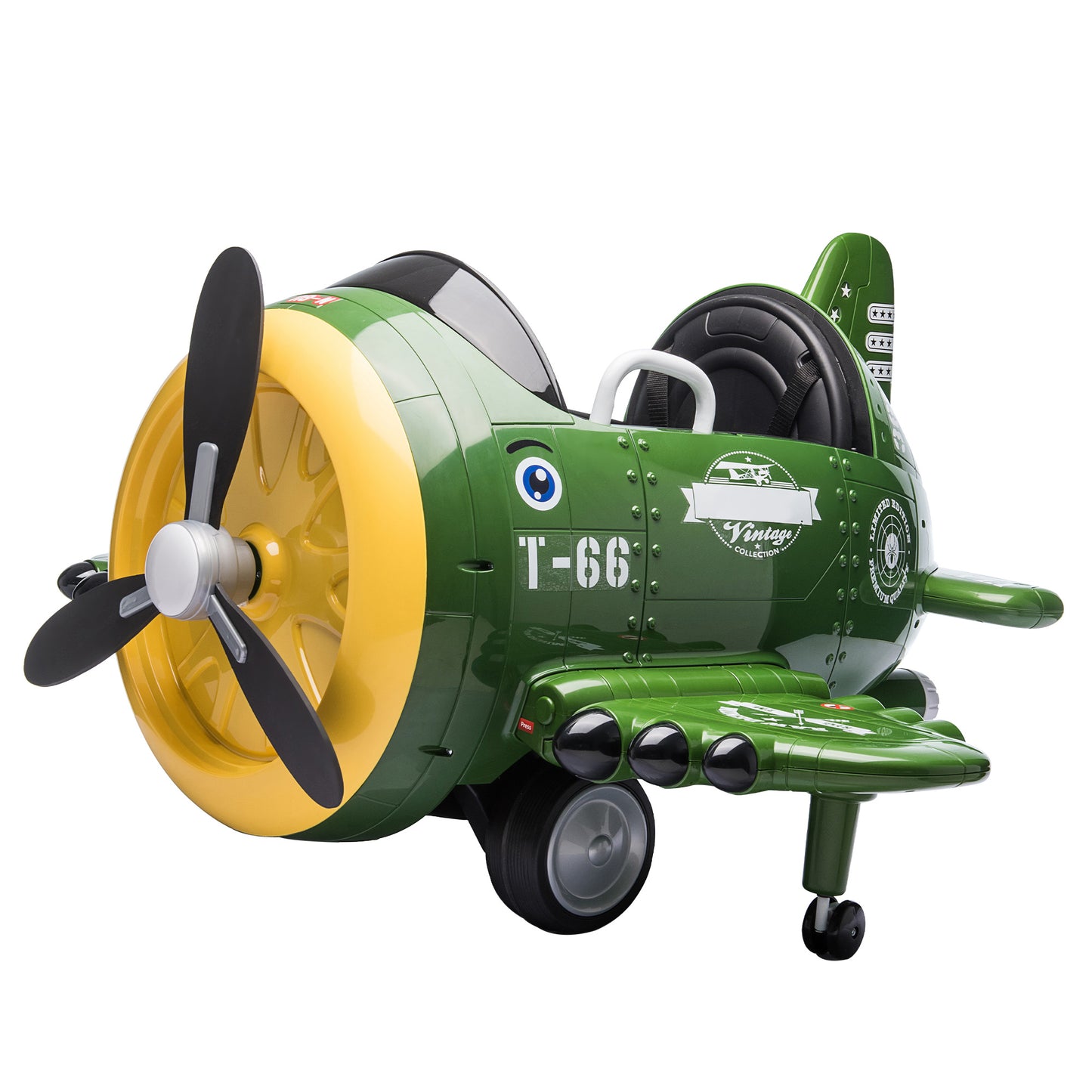 Army Green Sky Patrol 12V Ride-On Toy Plane