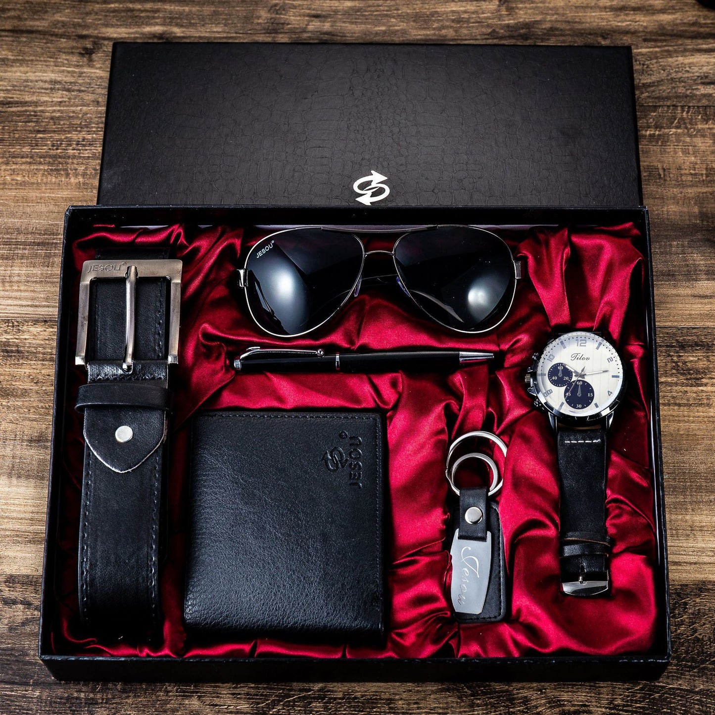 Men's Business Gift Box Set – Wallet, Belt, Watch, Pen, and Glasses