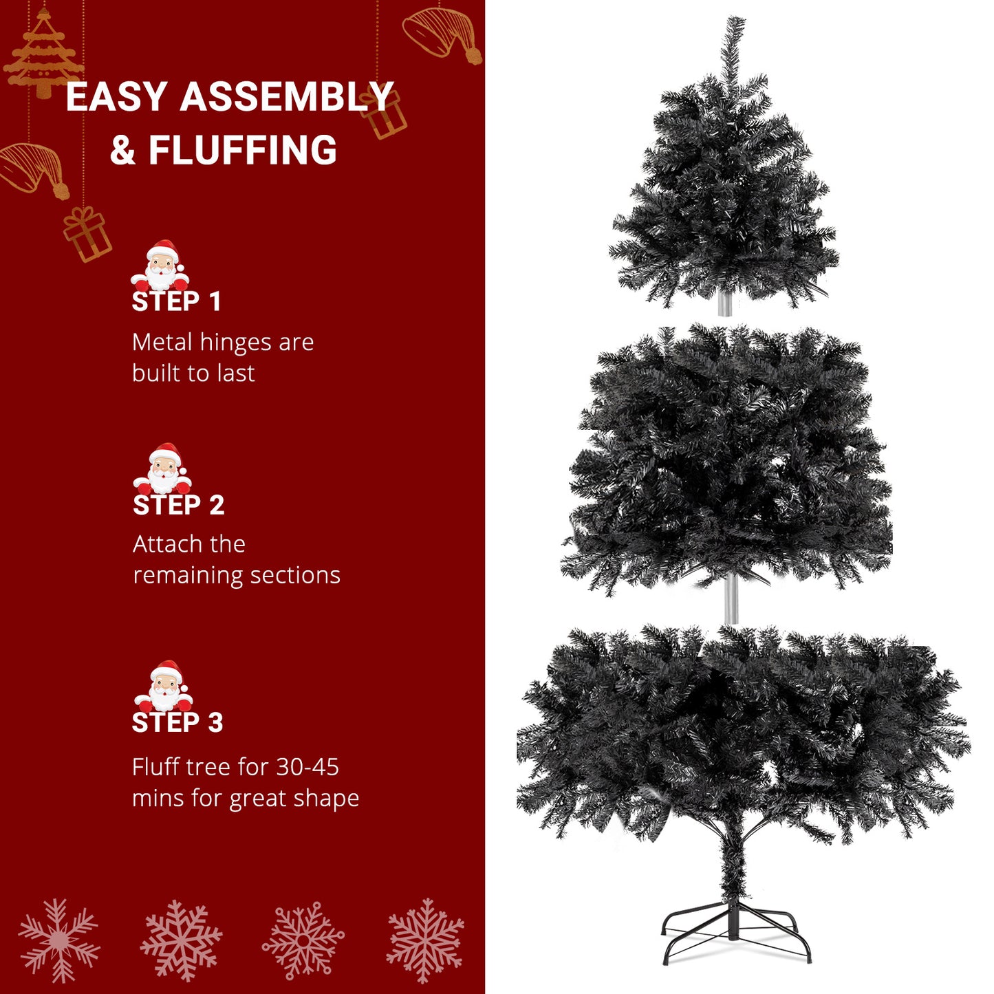 7.5ft 2500 Branches Black Christmas Tree