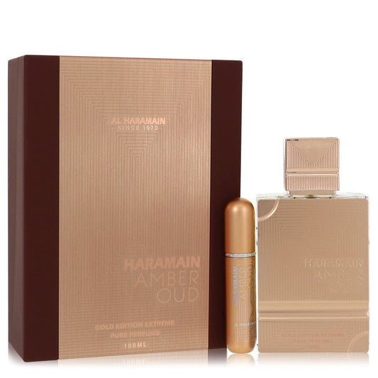 Al Haramain Amber Oud Gold Edition Extreme Gift Set for Women| 3.4 oz Pure Perfume + Refillable Spray