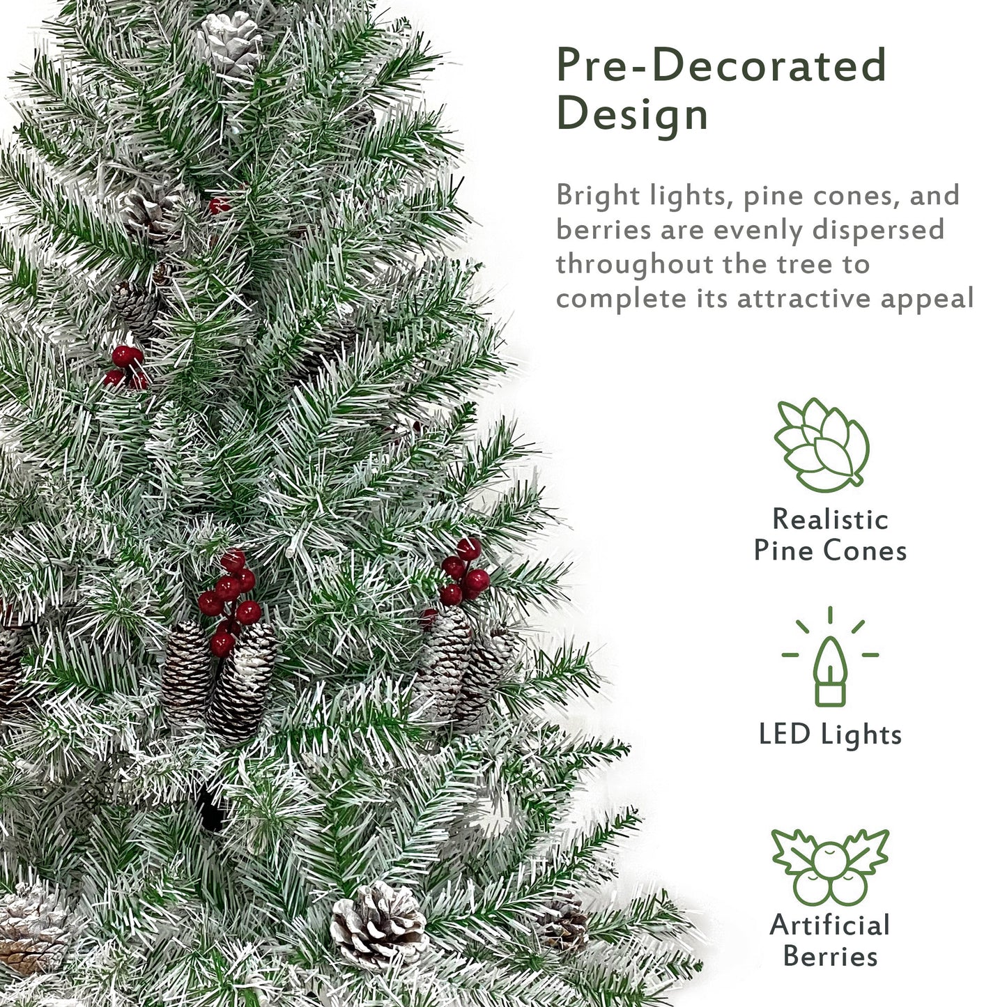 3-ft Pre-lit Xmas Tree Artificial Christmas 4-Piece Set,Garland, Wreath and Set of 2 Entrance Trees X-mas