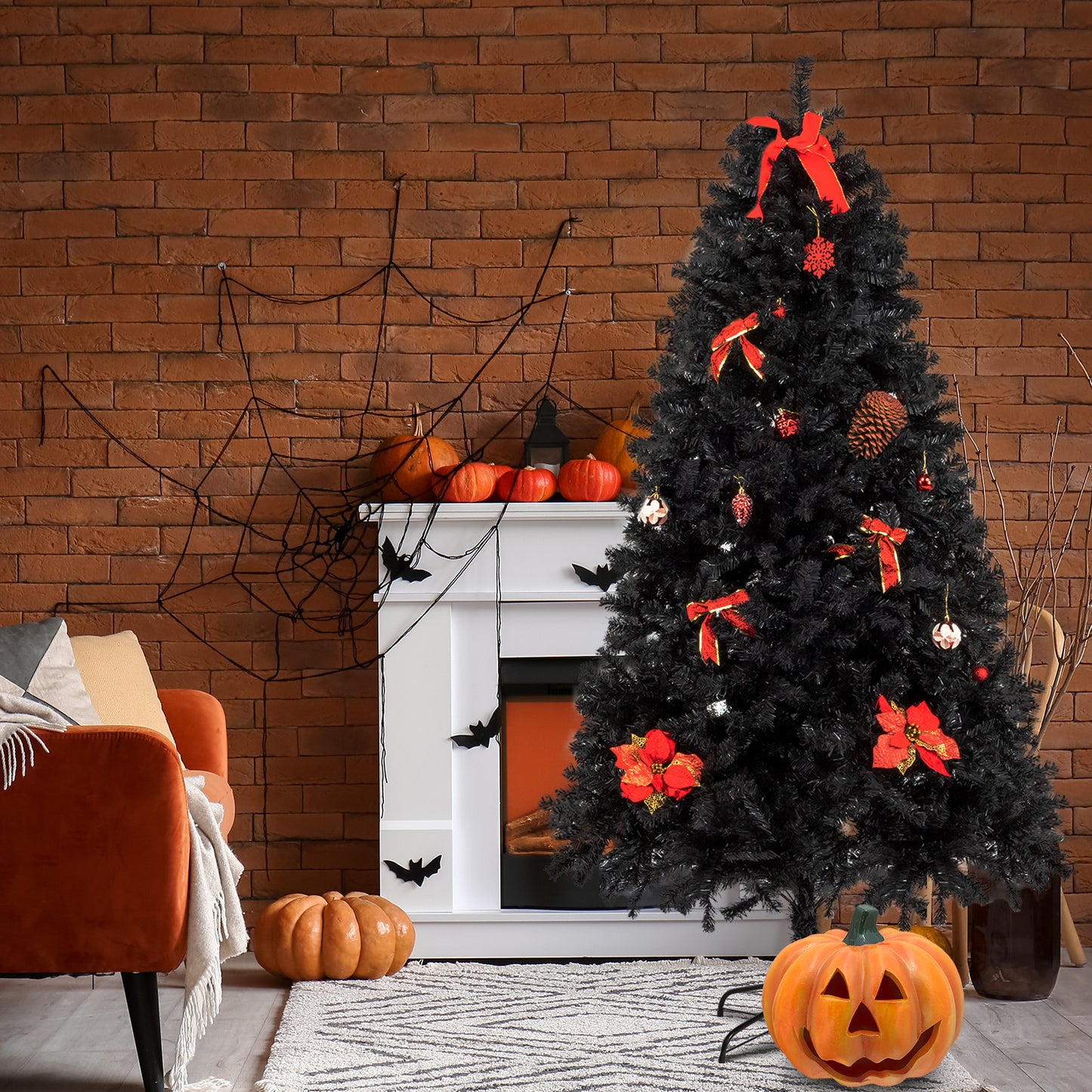 7.5ft 2500 Branches Black Christmas Tree