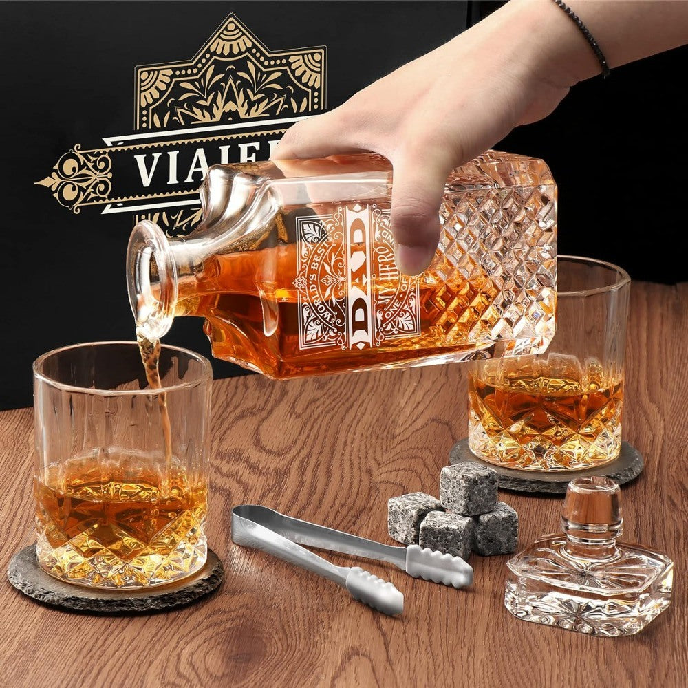 The Ultimate Dad's Whiskey Decanter Set