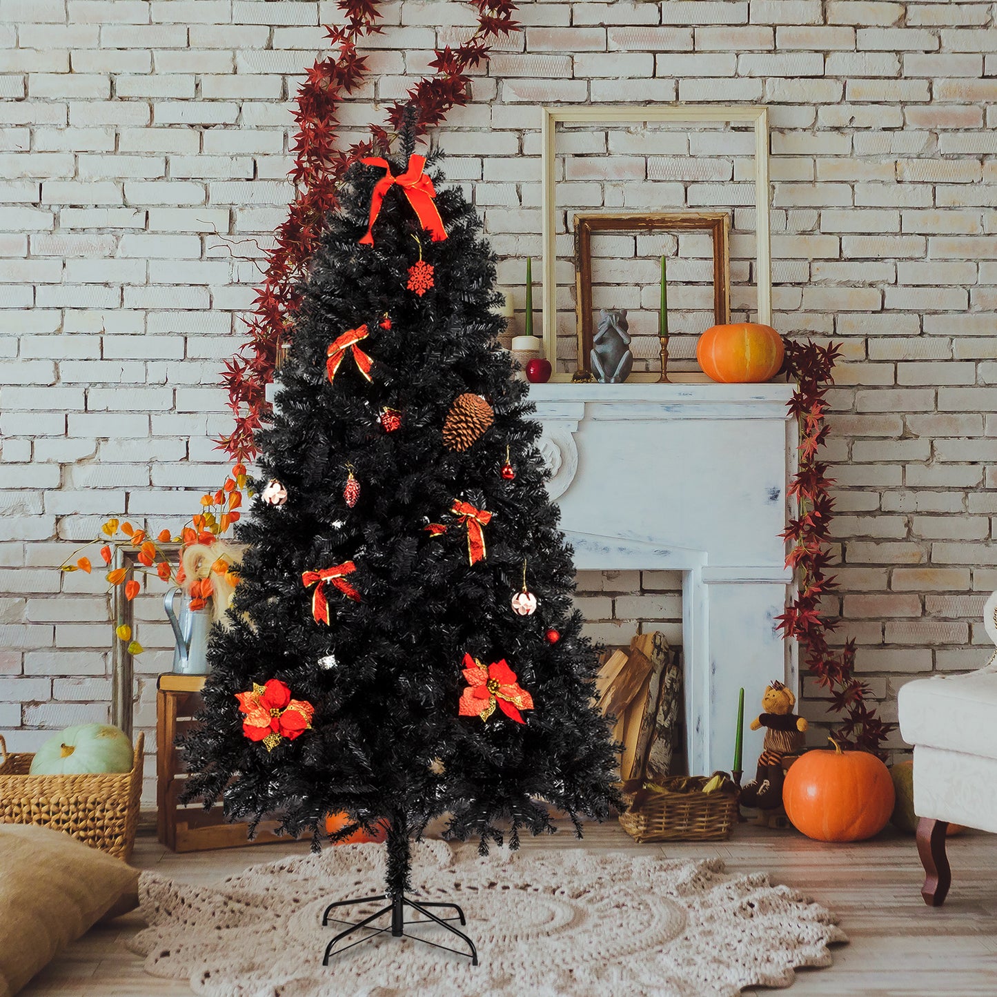 7.5ft 2500 Branches Black Christmas Tree